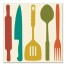 Colorful Kitchen Utensils 12x12 Canvas Wall Art
