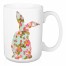 Floppy Eared Floral Rabbit Teal 15 oz Mug