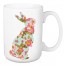Standing Floral Bunny Teal 15 oz Mug