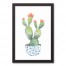 Blue Potted Cactus 12x18 Black Framed Canvas
