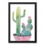 Pink Potted Cactus 12x18 Black Framed Canvas