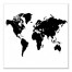 Black and White World Map 16x16 Canvas Wall Art