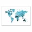 Blue World Map 24x36 Canvas Wall Art