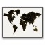 Geometric World Map 30x40 Black Floating Framed Canvas