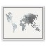 Gray Watercolor World Map 16x20 White Floating Framed Canvas