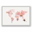 Pink World Map 24x36 White Floating Framed Canvas