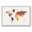 Colorful World Map 24x36 White Floating Framed Canvas