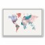 Jewel Tones World Map 24x36 White Floating Framed Canvas