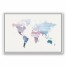 Pastel World Map 24x36 White Floating Framed Canvas