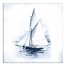 Simple Blue Sailboat 16x16 Canvas Wall Art