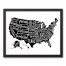 Simple US Map 16x20 Black Framed Canvas