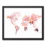 Pink World Map 16x20 Black Framed Canvas
