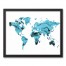 Blue World Map 16x20 Black Framed Canvas