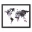 Gray World Map 16x20 Black Framed Canvas