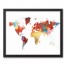 Colorful World Map 16x20 Black Framed Canvas
