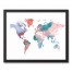 Jewel Tones World Map 16x20 Black Framed Canvas