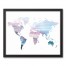 Pastel World Map 16x20 Black Framed Canvas