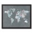 Greige on Gray World Map 16x20 Black Framed Canvas
