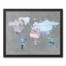 Pastel on Gray World Map 16x20 Black Framed Canvas