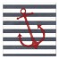 Red Anchor Blue Stripes 16x16 Canvas Wall Art