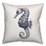 Navy Sketched Seahorse 18x18 Spun Poly Pillow