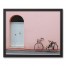 Bike Leaning Against Blush Wall 16x20 Black Framed Canvas