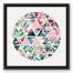 Floral Triangles in Circle 16x16 Black Floating Framed Canvas