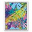 Neon Palm Leaves 16x20 White Floating Framed Canvas