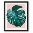 Palm Leaf on Pink Background 16x20 Black Floating Framed Canvas