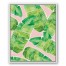 Green Palm Leaves on Pink Background 24x30 White Floating Framed Canvas