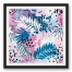 Blue and Pink Palm Leaves 20x20 Black Floating Framed Canvas