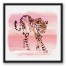 Leopard on the Prowl with Pink Background 24x24 Black Floating Framed Canvas
