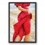 Red Polka Dot Dress 20x30 Black Floating Framed Canvas