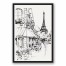 Paris Street Sketch 20x30 Black Floating Framed Canvas