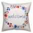 Patriotic Floral Welcome Wreath 18x18 Indoor / Outdoor Pillow
