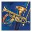 Trumpet Trombone and Tambourine Painting 16x16 Canvas Wall Art
