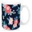 Coral and Navy Floral Pattern 15 oz Mug
