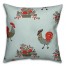 Rooster Pattern in Blue Pillow