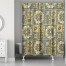 Patchwork Mandala in Yellow and Gray 71x74 Shower Curtain