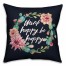 Cactus Wreath Think Happy Be Happy 18x18 Spun Poly Pillow