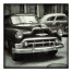 Black and White Vintage Cars 16x16 Canvas Wall Art