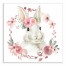Floral Bunny 16x16 Canvas Wall Art