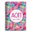 Alpha Omicron Pi Bright Florals 6x8 Ruled Spiral Notebook