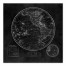 Round World Map Black 24x24 Canvas Wall Art