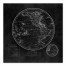 Round World Map Black 30x30 Canvas Wall Art