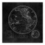 Round World Map Black 36x36 Canvas Wall Art