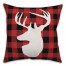 Deer Head on Red Black Buffalo Plaid 18x18 Spun Poly Pillow