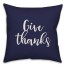 Give Thanks in Navy 18x18 Spun Poly Pillow