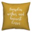 Pumpkin Wishes And Harvest Kisses in Mustard 18x18 Spun Poly Pillow