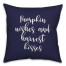 Pumpkin Wishes And Harvest Kisses in Navy 18x18 Spun Poly Pillow